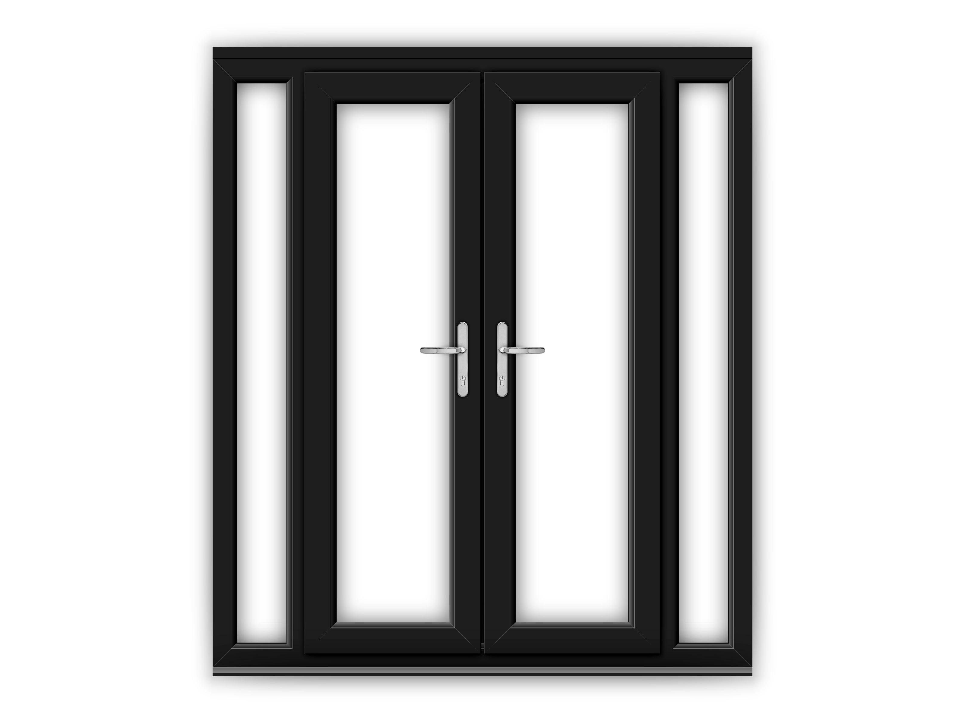 4ft Black uPVC French Doors with Narrow Side Panels Flying Doors